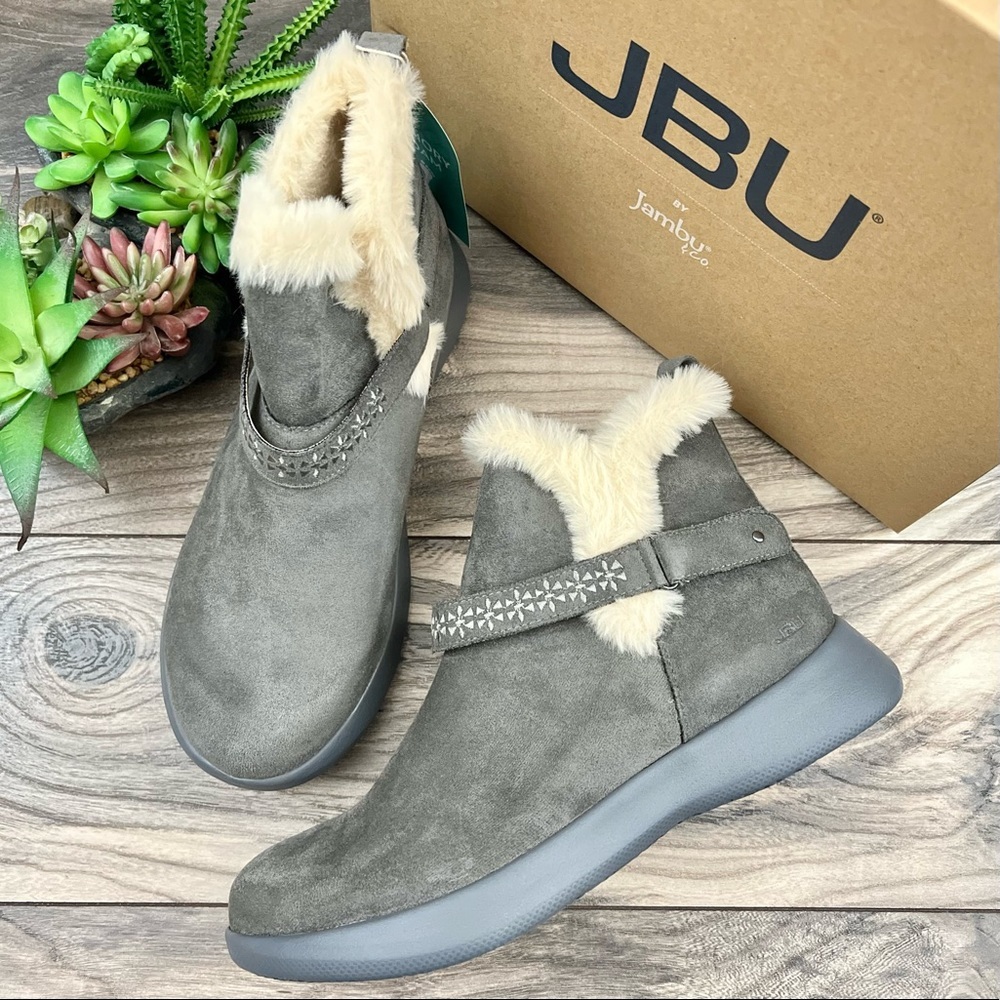 NIB JBU Jambu Nordic Faux Fur Lined Ankle Boots Bootie Grey